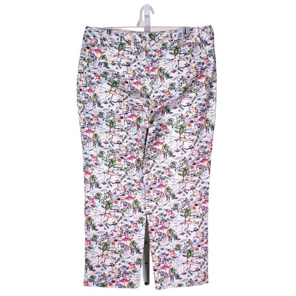 Talbots Womens Pants Floral Stretch Beach Summer Hawaiian Vacation Trousers 12 - Picture 2 of 8
